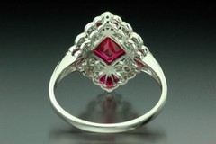Lovely Floral 1.0 TCW Ruby & Lab Diamond Art Deco Style Engagement Ring