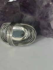 Vintage PZ or PAZ Hematite and .925 Modernist Textured Multi Band Ring size 8.75