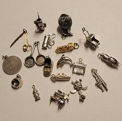 Choice Mid-Century Vintage Contemporary 3-D Sterling Silver Charms Articulated