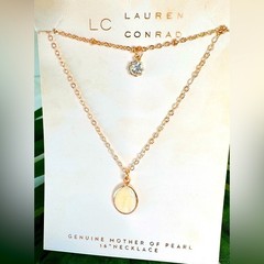 LC Lauren Conrad Mother of Pearl Necklace with Crystal 20”