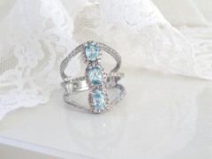 New Natural Blue Topaz Modern Sterling Silver 925 Ring Size 7