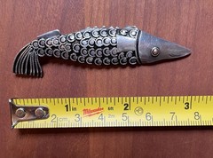 Beautiful Vintage Solid 925 Sterling Silver Fish Brooch / Pin