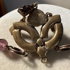 Antique Victorian Bohemian Czech Garnet Amethyst Necklace Signed *AS IS see pics