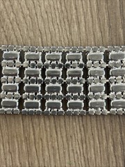 Vtg Wide Rhinestone Bracelet Multiple Rows Baguette & Round Cut Stones