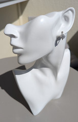 Vintage French 18K Whit Gold Diamond Flower Earrings