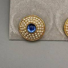 Metropolitan Museum of Fine Arts Boston Pierced Earrings Blue Gripoix Faux Pearl