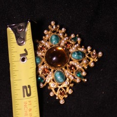 Lot of 4 Jelly AB Vintage Brooches 1.5-2.5″ Capri Pink Purple Green Teal Orange