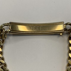 Vintage Speidel Gold Tone ID Bracelet Engraved Stacy on outside JEFF on Inside