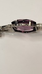 Vintage Marcasite Rhinestones Huge Purple Glass Stone Brooch