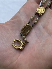 Vintage Goldette NY Victorian Bracelet. Multi-tone rhinestones & Faux pearls