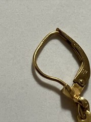 Vintage Gold Precious Metal W Germany Open Heart Pearl Dingle Earrings Signed FB