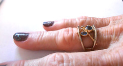 Fabulous 14K White & Yellow Gold Free Form Sapphire Gem Set Ring Size 7.5