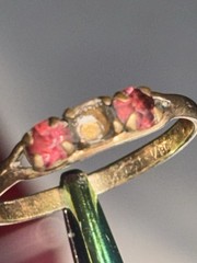 Vintage Gold Filled Ring Red Stones Missing Center Stone Estate Jewelry Size 7