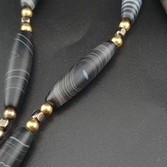 Vintage Tiny Sulaimani Natural Eyes Agate Beads Necklace 24in 6.2–24.2mm
