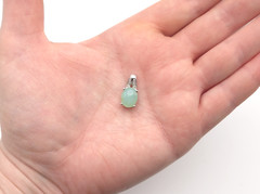 Vintage 14k White Gold Icy Jade Jadeite Diamond Pendant Slide Signed- 2.1 grams