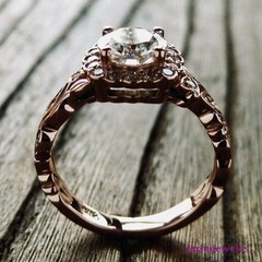 2.50 Ct Lab-Created Diamond Ring Rose Gold Over Floral Leaf Halo Engagement Band