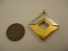 Vintage Crown Triafri Pendant Diamond Square Shape Silver Gold Two Tone