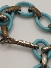 4 Pc Vintage LISNER Aqua Blue Thermoset Silvertoned Bracelet Necklace 2 Earrings