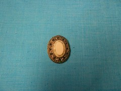 Vintage Domed Gold Tone with White Oval Brooch No Chain