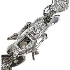 PAJ BB China Bracelet Silver Tone Illusion Diamonds Textured Metal Shiny Smooth