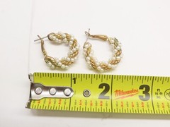 Casual Corner Rope Chain Necklace Earrings Set Gold Tone Faux Pearl VTG D2569