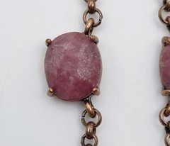 Kenneth Cole Semi Precious Gemstone Necklace Prong Set Copper Pink Green Boho