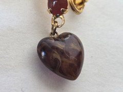 Vintage American Legion Auxiliary Clip On Earrings Dangle Heart