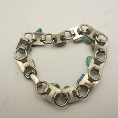 Vintage Stone Bracelet Blue Green Nuggets Silver Tone