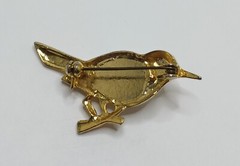 Bird with Pearl Belly and Rhinestones Goldtone Brooch