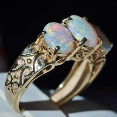 14k yellow gold ring 1.25ct Australian fiery opal size 5.75 antique 3.8gr N3005D