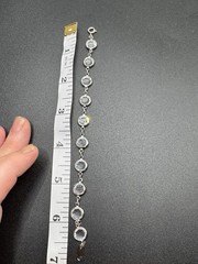 Vintage Silver Tone Clear Crystal Bezel Station Bracelet 7″