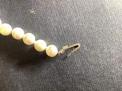 Vintage 1950s 14K Gold cultured Japanese Akoya Pearl Necklace, 50cmHand knotted