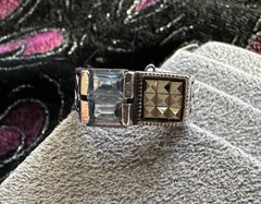 Vintage Artisan Sterling Silver Blue Topaz Baguette Marcasite Ring Sz 5.5