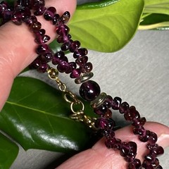 Vintage Bracelet Estate Fine Jewelry Red Almandine Garnet Pre-Owned Bead 6.5″