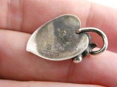 Vintage Sterling Silver Grape Leaf Pendant Numbered 249A 3.4g 24mm Length