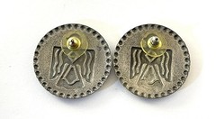 Vintage Earrings Thunderbird Southwestern Silver-Tone Pierced Disc 1.25″