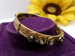 Signed Miriam Haskell Baroque Wired Pearls Hinged Bracelet~Safety Chain~6.5″