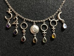Peter Stone 925-7 Classical Planets Necklace Moons Necklace Retired Vintage Gems