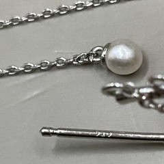 Sterling Silver 925 Women’s Earrings Pierced Crystal Pearl