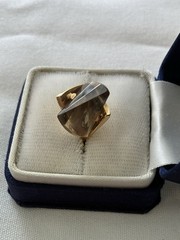 VINTAGE ESTATE STRELL 14k GOLD SMOKEY QUARTZ RING SIZE 4 FREE SHIPPING 🆓📬