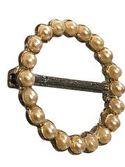 Vintage 1.5 Inches Round Faux Pearl Metal Base Pin Brooch C-clasp