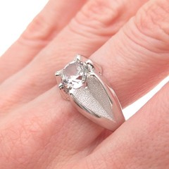 Vargas Sterling Silver Antique Art Deco Rhinestone Engagement Ring Size 11.75