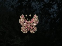 Vintage Signed La Roco Pink Butterfly Brooch / Pin & Earring Set Mint Condition