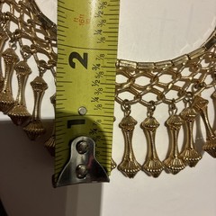VTG CLEOPATRA EGYPTIAN REVIVAL FRINGE TASSEL BIB COLLAR NECKLACE GOLD TONE 16”