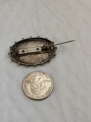Antique Victorian Horseshoe & Ivy Leaves White Metal Silvertone Brooch AS IS