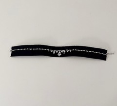 Handmade Victorian Black Velvet Trim + Rhinestone Choker – 14.5 in