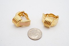 Vintage Clip On Earrings Gold Tone Signed