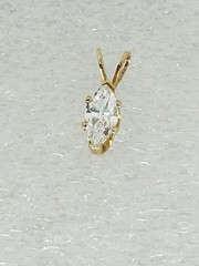 Vintage Pretty 14K Yellow Gold Marquise CZ Navette Solitaire Pendant – 0.35 tcw