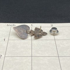 Vintage Paoletti Bird Love Heart Mixed Metals Silver Tac Pin