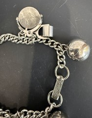 Silver Tone Charm Bracelet W/9 Charms Size 6 3/4”